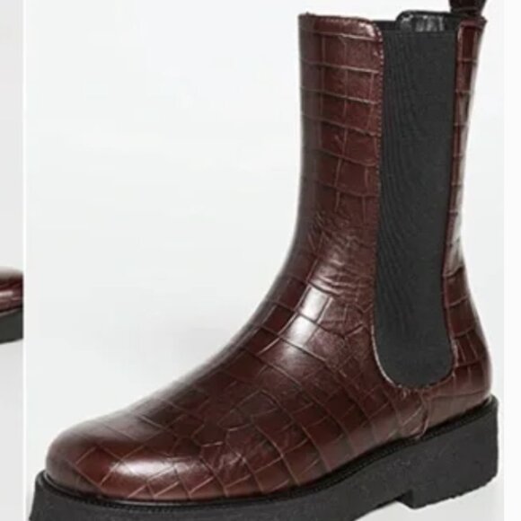 STAUD PALAMINO BOOT BROWN MAHOGANY CROC EMBOSSED sz 40 - Picture 5 of 7